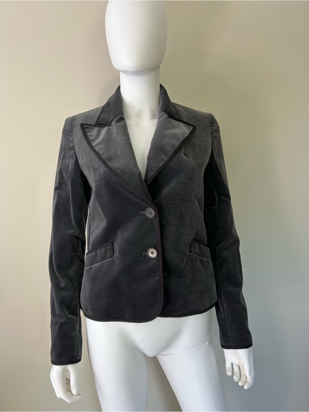 Etro Milano Charcoal Gray Velvet Blazer IT 40 US 4 Floral Lined